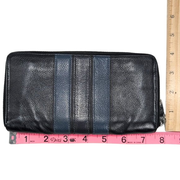 Coach Blue Leather Varsity Rugby Stripe Zippy Accordion Wallet - Picture 2 of 12